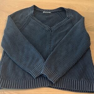 Marine Layer Women's Scoop V-Neck Chunky Knit Sweater - Navy